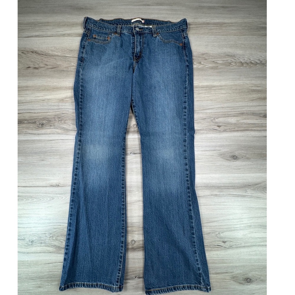 Levis 515 Bootcut Jeans WMNS 14L Blue Medium Wash Mid Rise Stretch Denim 14 Long - Picture 3 of 15